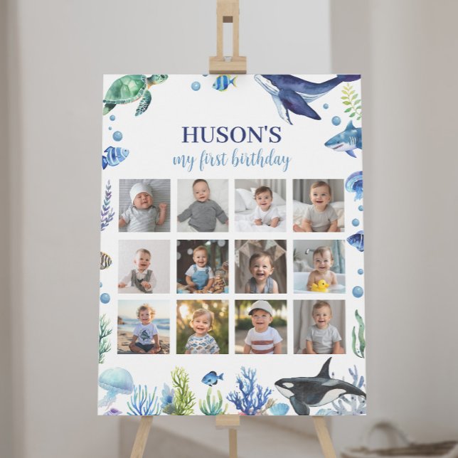 Poster Sinal de Milestone de Foto de Aniversário do Ocean (Criador carregado)