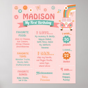 Poster Sinal de Milestone de Passado de Nascimento Retro