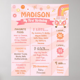 Poster Sinal de Milestone de Passado de Nascimento Retro 