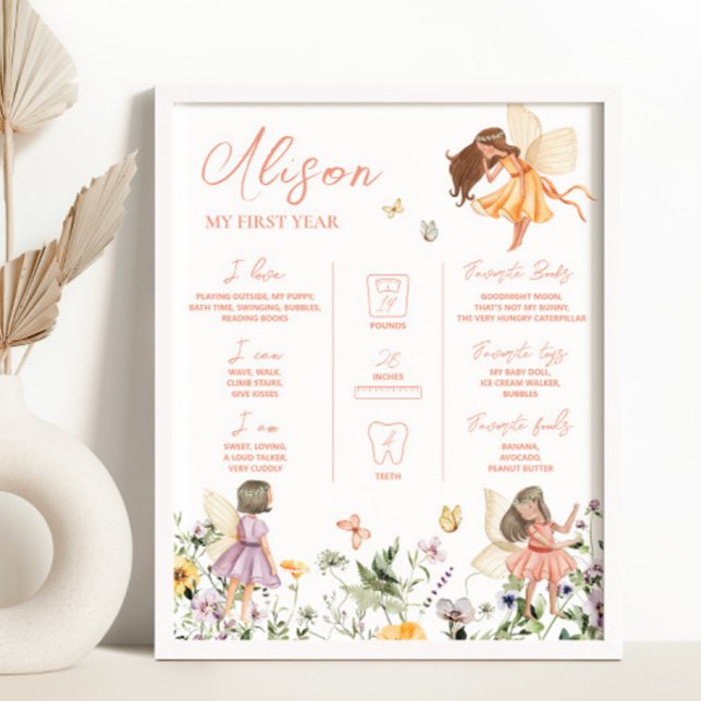 Poster Sinal de Milestone de primeiro aniversario Fada (Criador carregado)