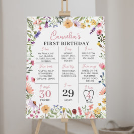 Poster Sinal de Milestone do primeiro aniversario de Flor