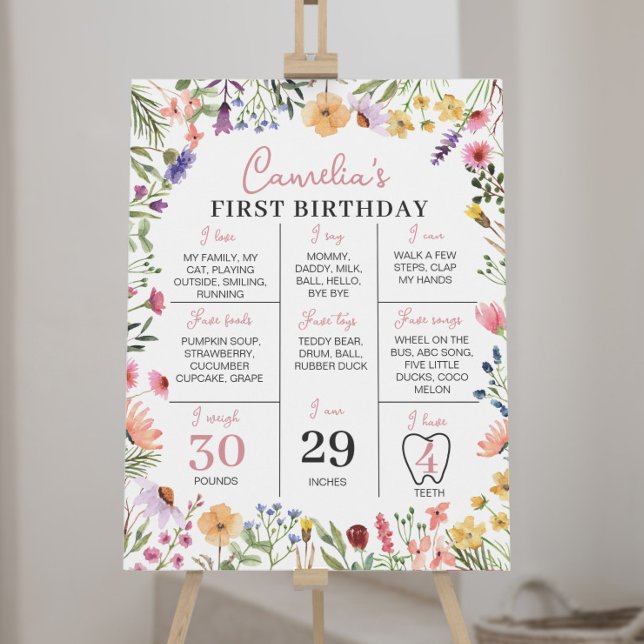 Poster Sinal de Milestone do primeiro aniversario de Flor (Criador carregado)