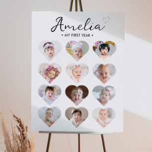 Poster Sinal de Milestone do Primeiro Ano da Foto do Bebê