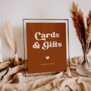 Poster sinal de na moda retro Burnt Orange Cards & Gifts