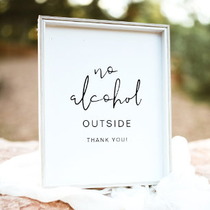 Poster Sinal de Não Bebida Alcoólica Fora, Casamento Mini