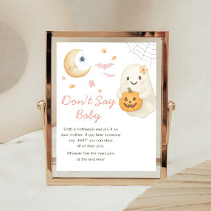 Poster Sinal de Não Diga Bebê para Chá de Bebê Little Boo