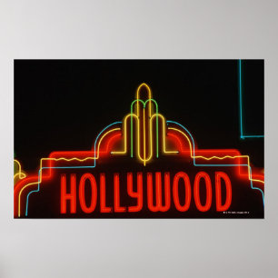 Póster Sinal de néon de Hollywood, Los Angeles,