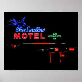 Póster Sinal de Neon Motel Blue Swallow, Tucumcari, N.M.