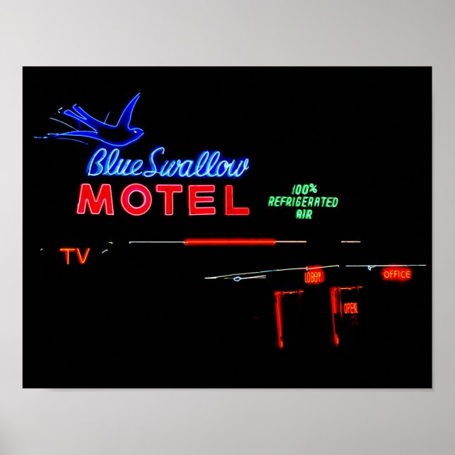Póster Sinal de Neon Motel Blue Swallow, Tucumcari, N.M. (Frente)