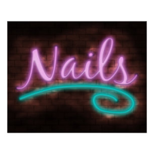 Póster Sinal de Neon Unhas