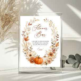 Poster Sinal de Noiva Floral de Outono com Abóbora da Bar