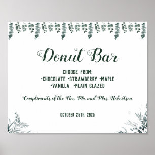 Poster Sinal de Noivado Eucalyptus Donut Bar Casamento Ch