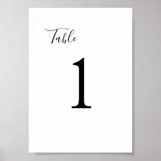 Poster Sinal de Número de Mesa de Casamento Preto e Branc