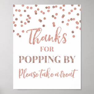 Poster Sinal de Obrigado por Passar em Confete Dourado Ro