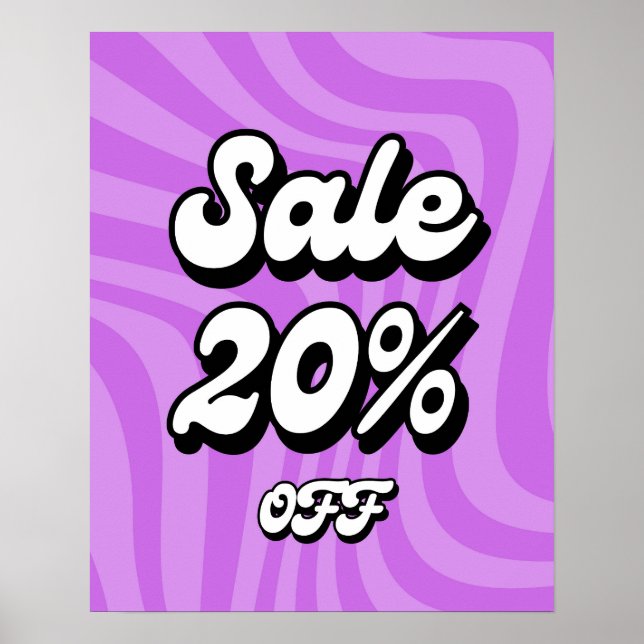 Poster Sinal de Oferta de 20% de Desconto, Sinal de Ofert (Frente)
