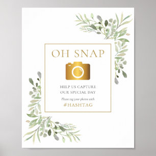 Poster Sinal de Oh Snap de Greenery em Aquarela