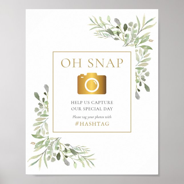 Poster Sinal de Oh Snap de Greenery em Aquarela (Frente)