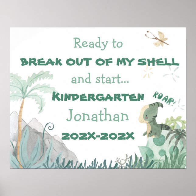 Poster Sinal de Op. Foto do Dinossauro 1rua na Escola (Frente)