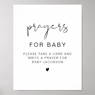 Poster Sinal de Orações para Bebê em Chuveiro de Bebê Mod