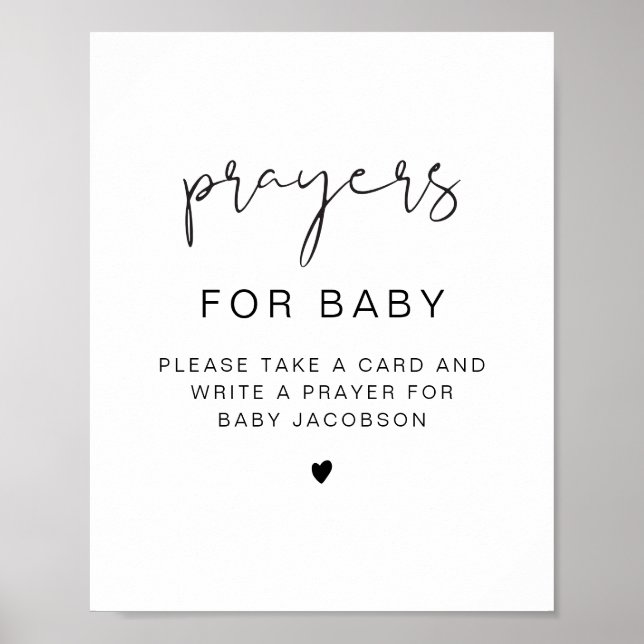 Poster Sinal de Orações para Bebê em Chuveiro de Bebê Mod (Frente)