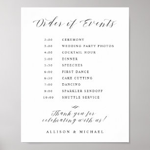 Poster Sinal de Ordem de Casamento Elegante de Script