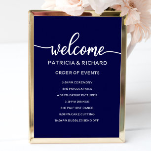 Poster Sinal de Ordem de Eventos de Casamento   Azul Mari