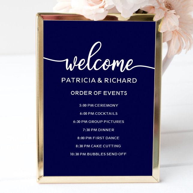 Poster Sinal de Ordem de Eventos de Casamento | Azul Mari (Criador carregado)