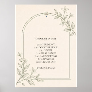 Poster Sinal de Ordem de Eventos de Casamento Botânico de