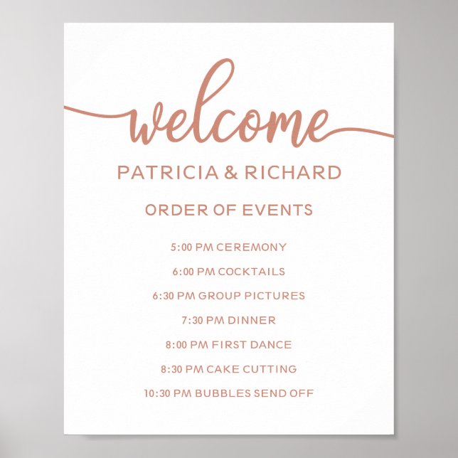 Poster Sinal de Ordem de Eventos de Casamento Caligrafia  (Frente)