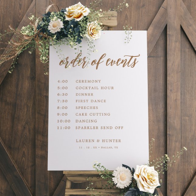 Poster Sinal de Ordem de Eventos de Casamento com Caligra (Criador carregado)