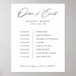 Poster Sinal de Ordem de Eventos de Casamento de Roteiro 