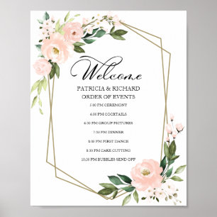 Poster Sinal de Ordem de Eventos de Casamento Floral Blus