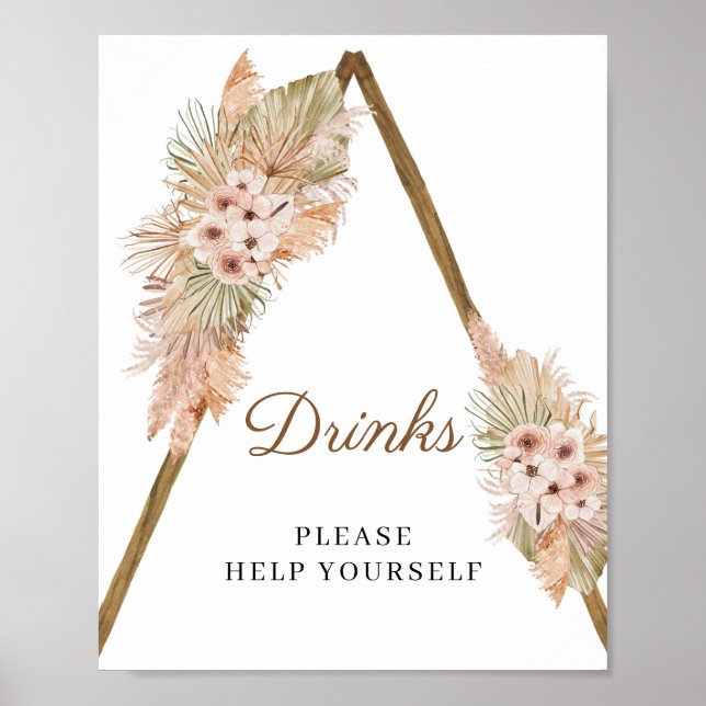 Poster Sinal de Orquídea Rosa Pidrada Pampas Secas (Frente)