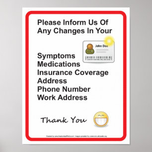 Poster Sinal de parede de informação do doente