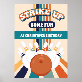 Poster Sinal de Parte Aniversário de criança da Boliche R