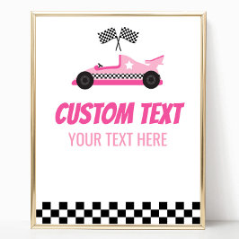 Poster Sinal de Parte de Texto Personalizada de Carro Rac