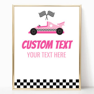Poster Sinal de Parte de Texto Personalizada de Carro Rac