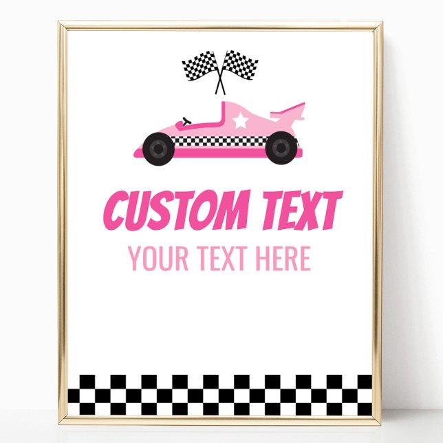 Poster Sinal de Parte de Texto Personalizada de Carro Rac (Criador carregado)