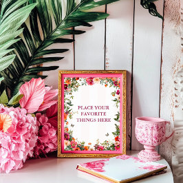 Poster Sinal de Partido Floral Rosa e Vermelho