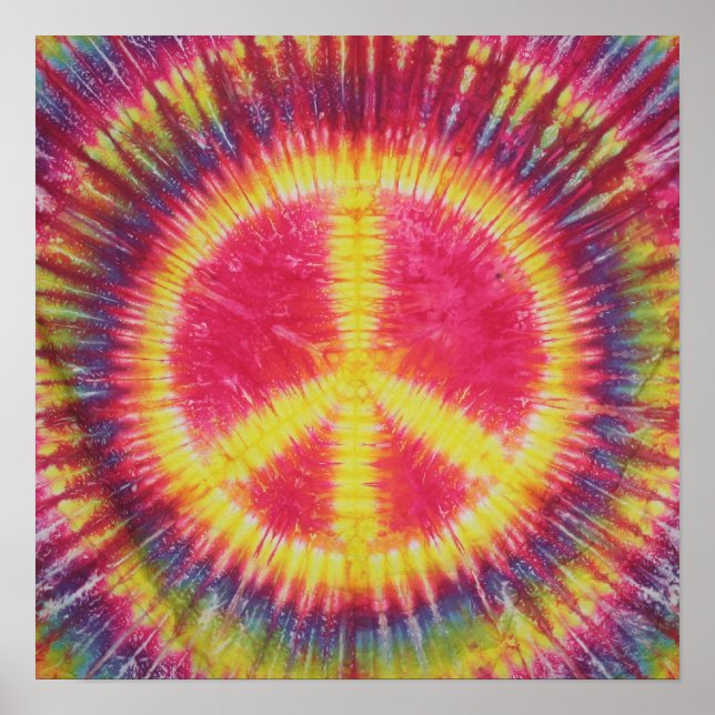 Poster Sinal de Paz Amarelo Tie Dye (Frente)