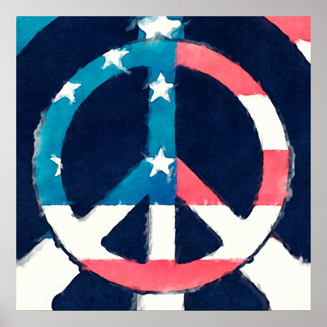 Poster Sinal de Paz Americano grunge (Frente)