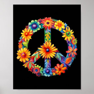 Poster Sinal de Paz Amor 60 anos 70 Groovy Hippie Costume