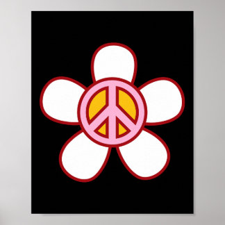 Poster Sinal de Paz Amor 60 anos 70 Groovy Hippie Costume