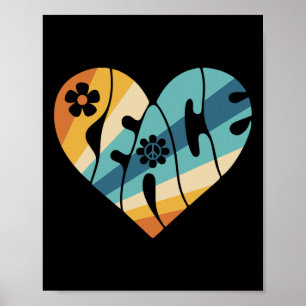 Poster Sinal de Paz Amor 60 anos 70 Groovy Hippie Costume