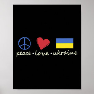 Poster Sinal de Paz Amor Cores da Ucrânia Visual Retro Vi