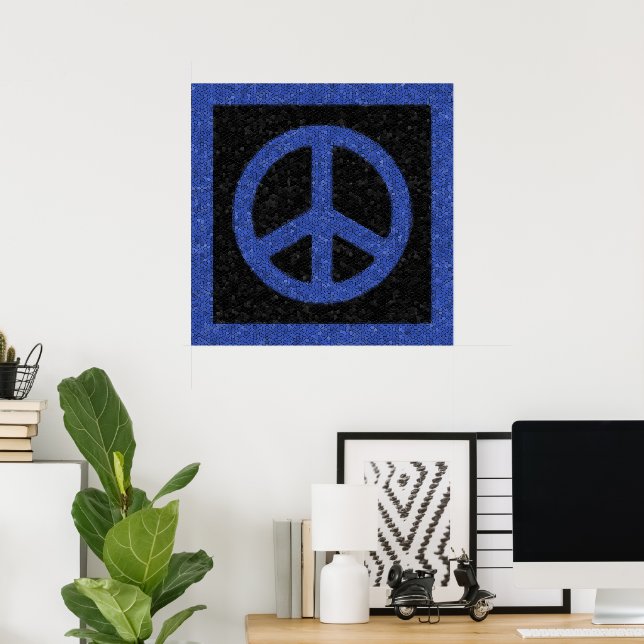 Póster Sinal de Paz Azul Mosaico (Escritório em casa)