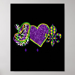 Poster Sinal de Paz Coração Fleur De Lys Hippie Mães de A