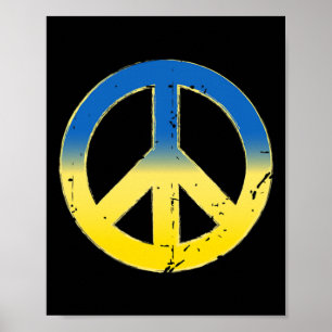 Poster Sinal de Paz Cores da Ucrânia Visual Retrô Vintage