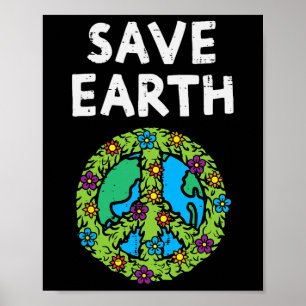 Poster Sinal de paz da Terra para salvar flores ambientai