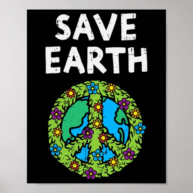Poster Sinal de paz da Terra para salvar flores ambientai (Frente)